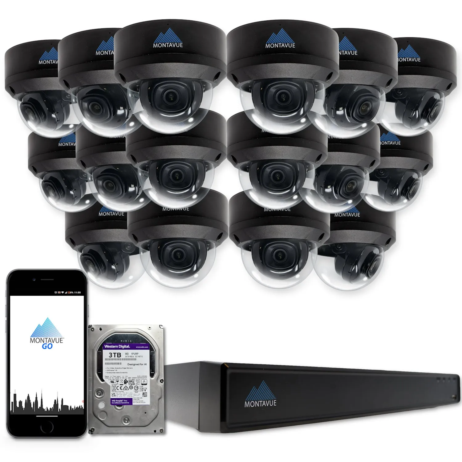 MTD8108-X Package | 8MP 4K SMD 4.0 Dome Cameras and 16 Channel NVR with 3TB HDD