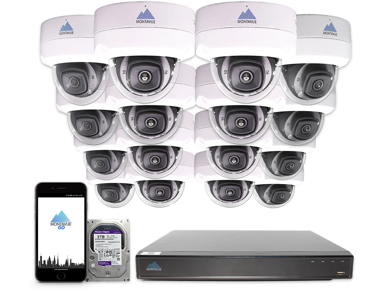 MTD8110 Package | 4K Acupick Vandal-Proof Dome Cameras and 16 Channel 5 Series AI NVR with 3TB HDD