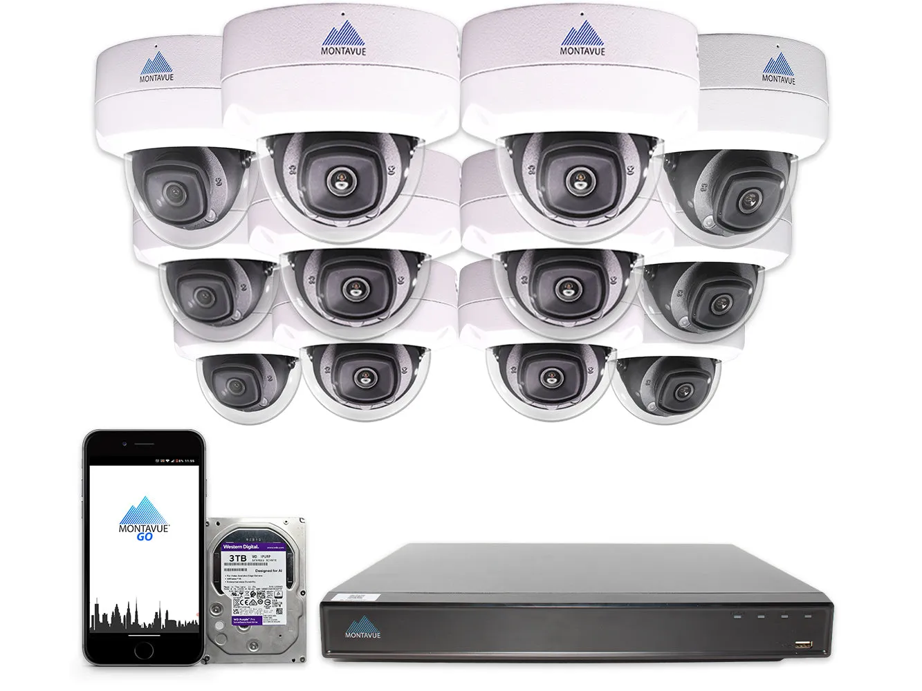 MTD8110 Package | 4K Acupick Vandal-Proof Dome Cameras and 16 Channel 5 Series AI NVR with 3TB HDD