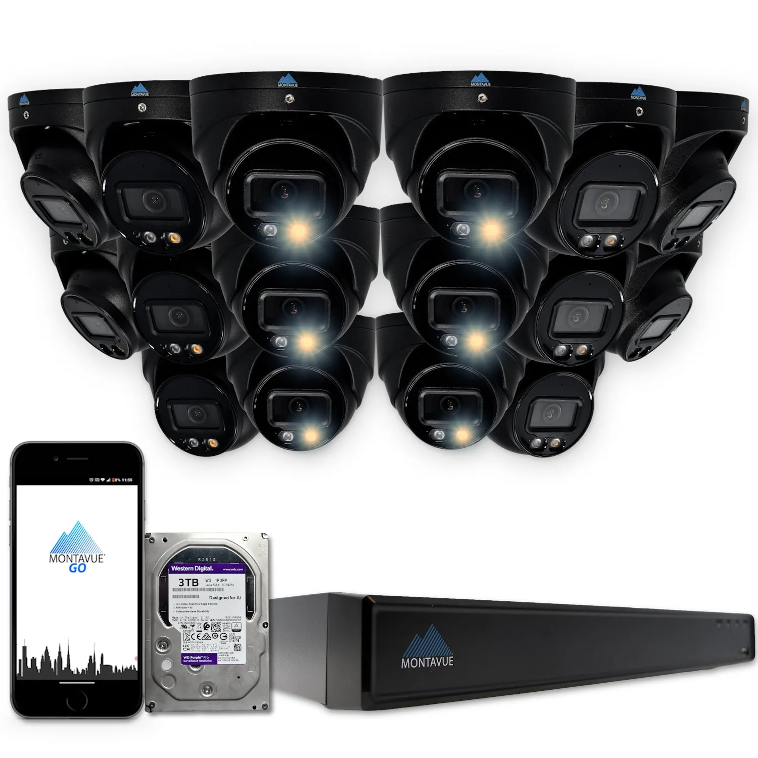 MTT4095 Package | 4MP 2K SMD  Turret Cameras and 16 Channel NVR with 3TB HDD