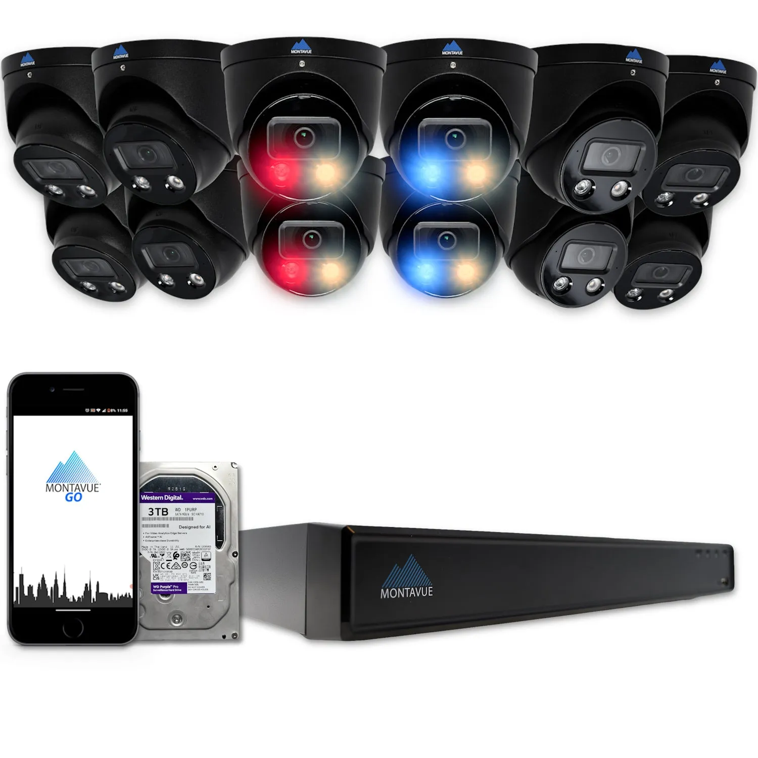 MTT8106-AD Package | 4K Active-Deterrence Cameras and 16 Channel NVR with 3TB HDD