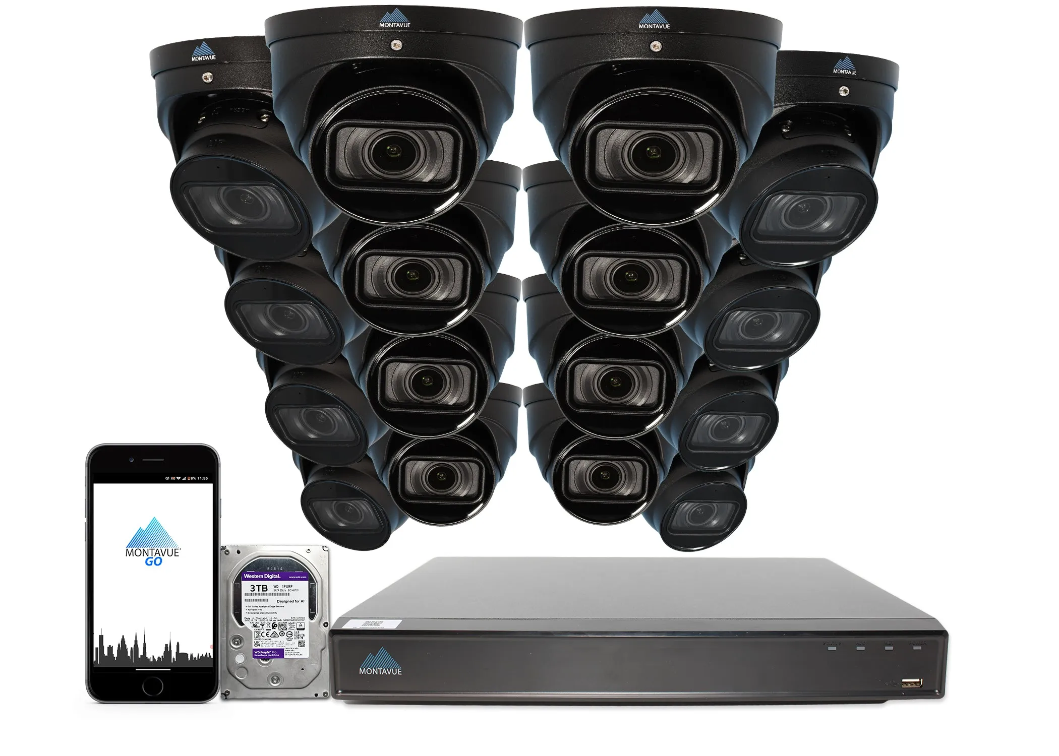 MTT8113-V-AISMD Package | 8MP 4K Smart Varifocal Turret Cameras and 16 Channel 4 Series AI NVR and 3TB HDD