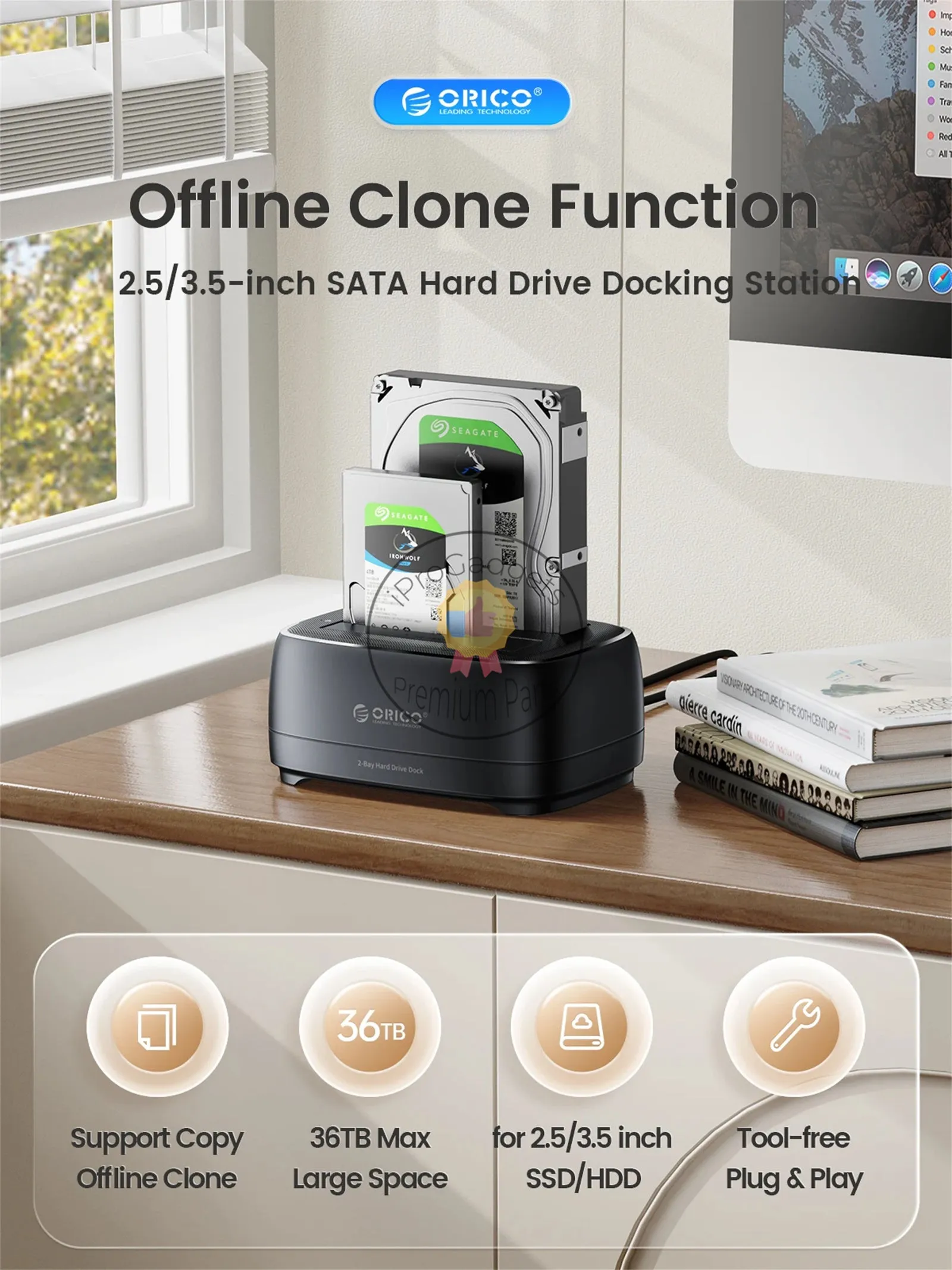 Orico DD28 Series Dual-Bay 2.5 / 3.5 Inch SATA Hard Disk Docking Station with Offline Clone Function