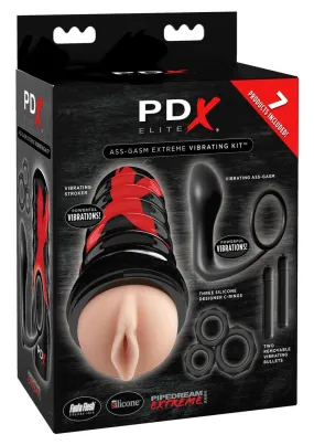 PDX Elite Ass-Gasm Vibrating Kit Masturbator with Bullets - Pussy