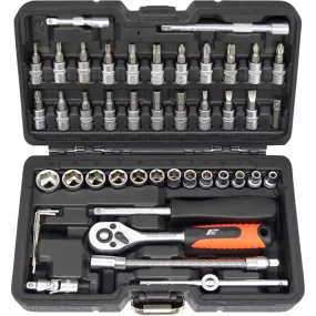PKTool 46-Piece 1/4" Dr Metric Socket and Bit Set in Hard Case - A03A00