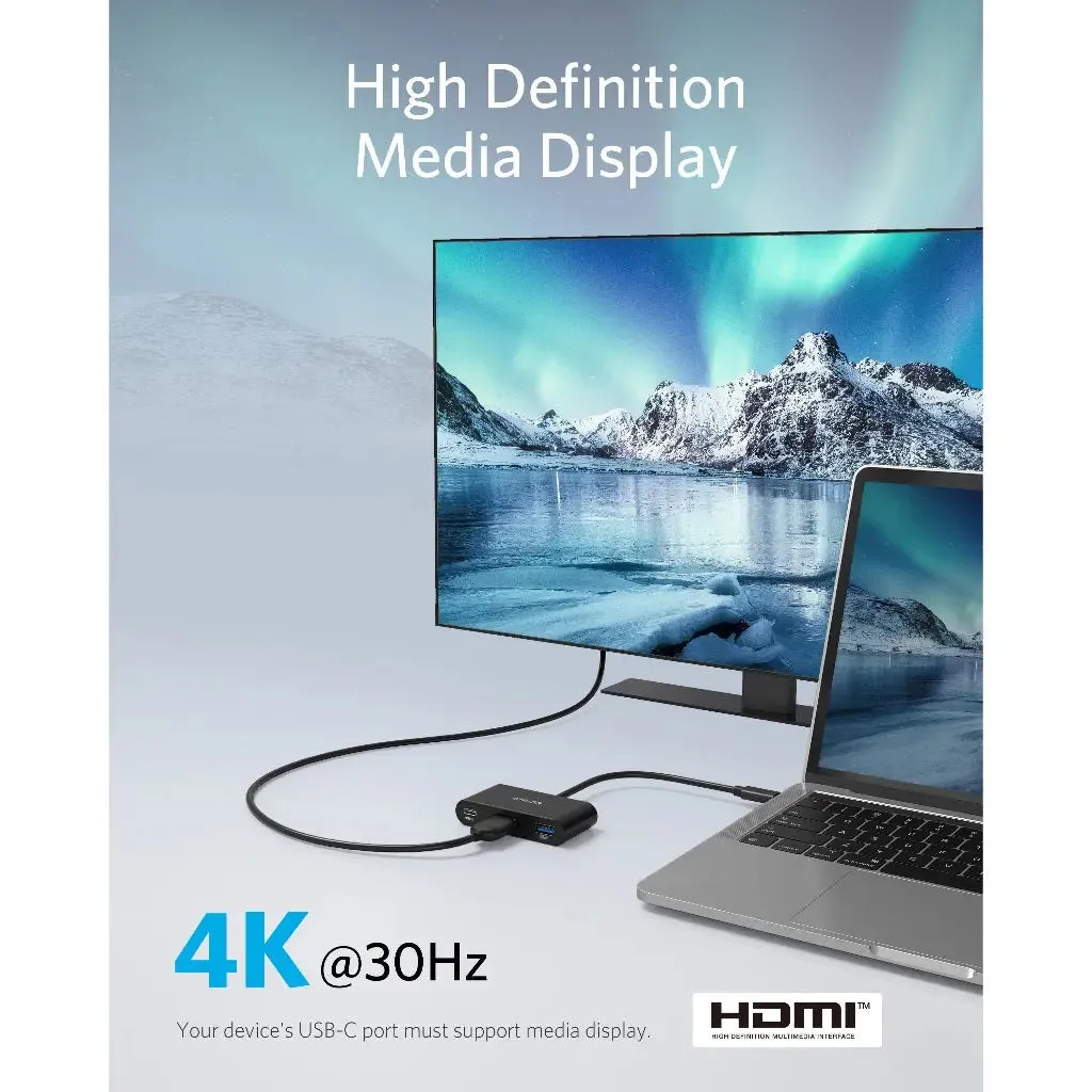 PowerExpand 3-in-1 USB-C PD Multi-Function Hub with 4K HDMI, 100W PD Adapter A8339
