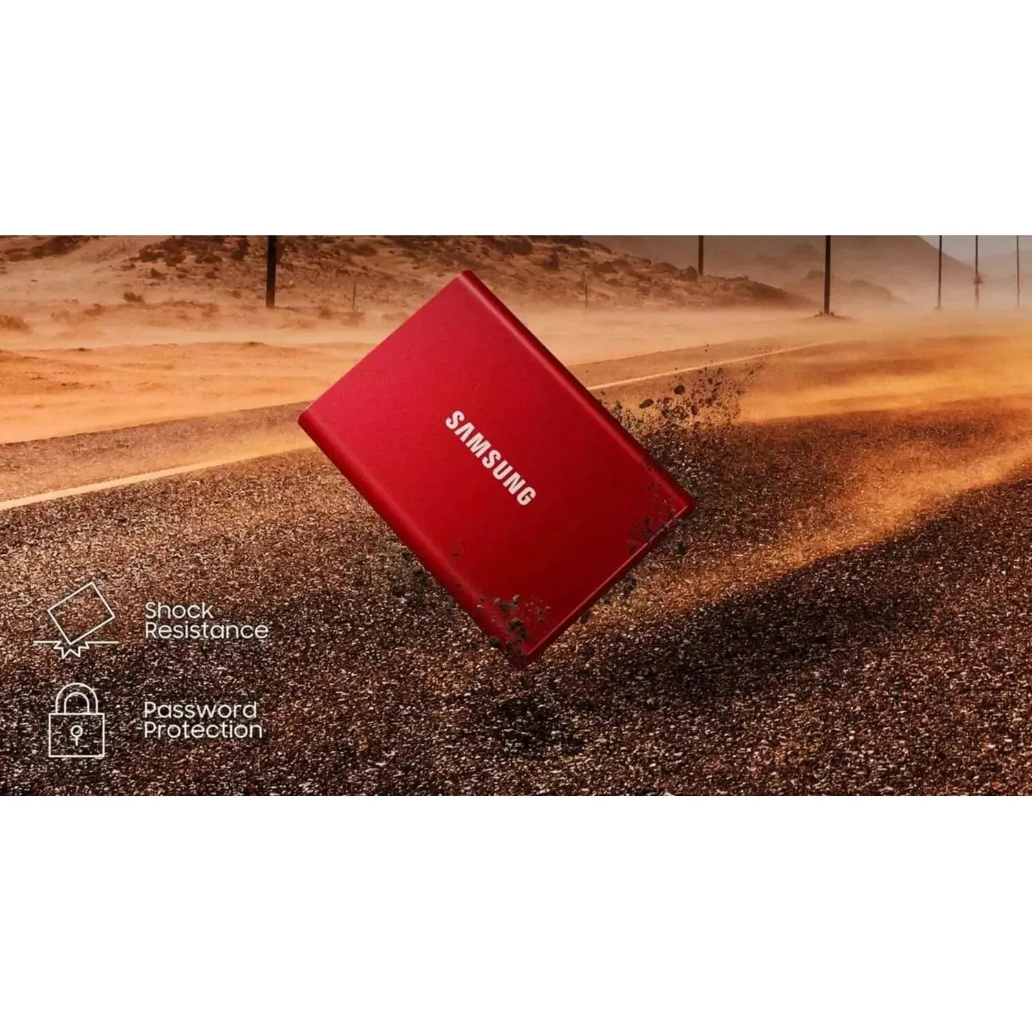 Samsung T7 Portable SSD - 500 GB - USB 3.2 Gen.2 External SSD - Metallic Red