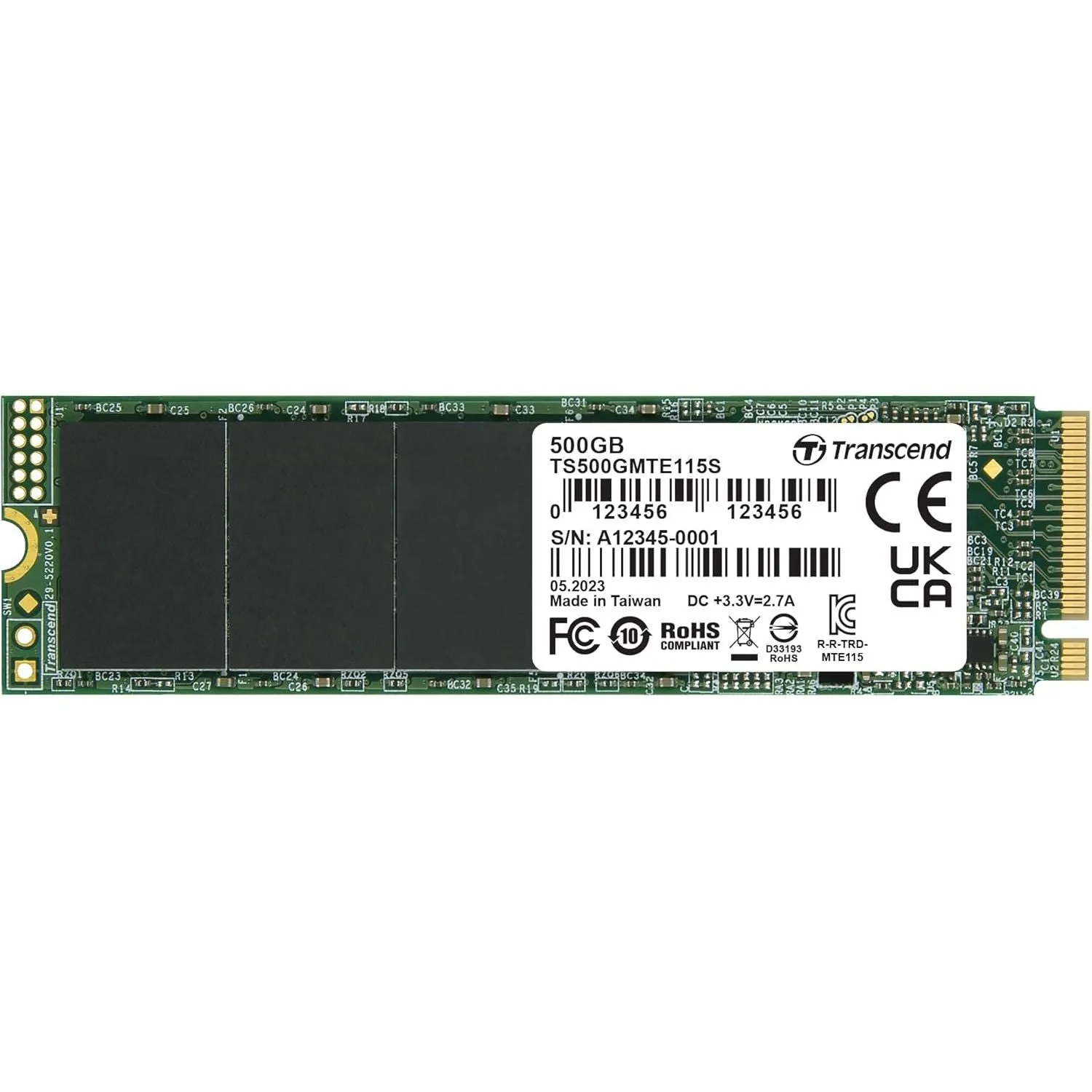 Transcend 500GB M.2 2280 PCIe Gen3x4 NVMe SSD - TLC