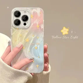 Uakiss Gradient Stars Plating Silver Phone Case For iPhone 14 13 12 15 16 Pro Max 11 7 8 Plus X XS XR 16E Shockproof Protective Cover