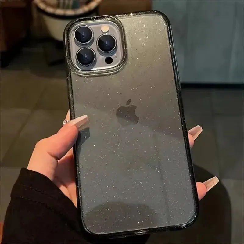 Uakiss Luxury Glitter Transparent Bling Case For iPhone 16 15 14 13 12 11 Pro Max 16E X XR XS 7 8 Plus SE2 Shockproof Soft Bumper Cover