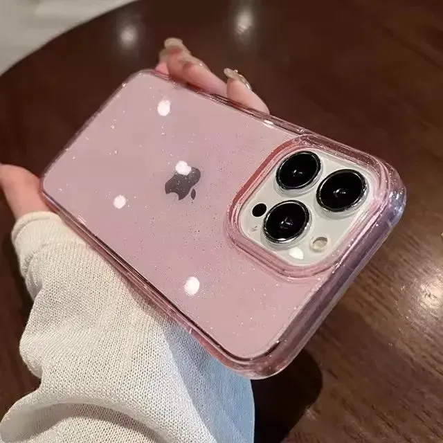 Uakiss Luxury Glitter Transparent Bling Case For iPhone 16 15 14 13 12 11 Pro Max 16E X XR XS 7 8 Plus SE2 Shockproof Soft Bumper Cover