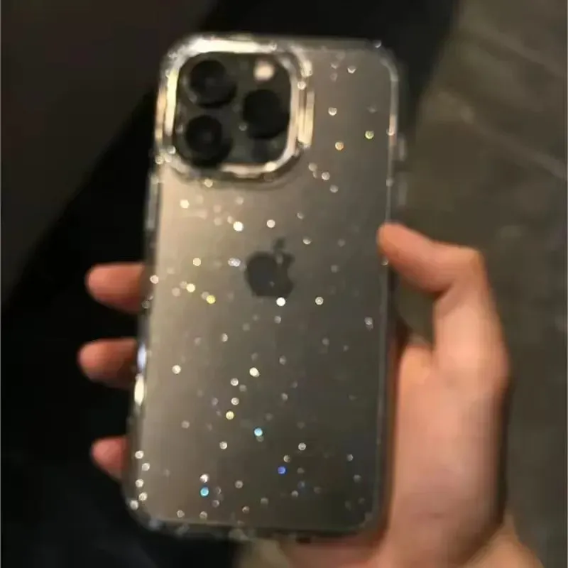 Uakiss Luxury Glitter Transparent Bling Case For iPhone 16 15 14 13 12 11 Pro Max 16E X XR XS 7 8 Plus SE2 Shockproof Soft Bumper Cover