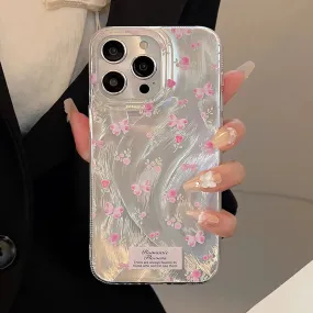 Uakiss Luxury Laser Pink Rose Case For iPhone 15 Case iPhone 11 13 14 12 16 Pro Max X XR XS Max 7 8 Plus SE2022 Fundas Shockproof Cover