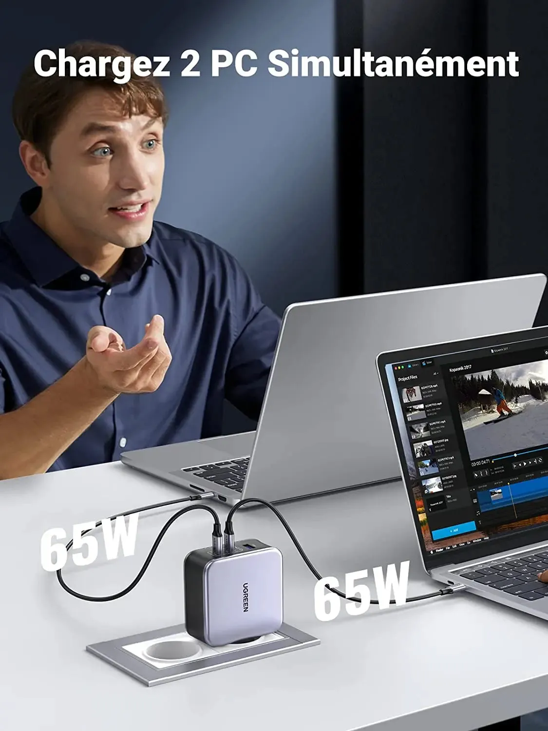 UGREEN 140W Nexode(EU) 3-Port USB C GaN II Charger Support PD 3.1 USB C Power Supply, GaN Tech Compatible with MacBook Pro 16" 2021, Dell XPS, iPhone 14 Pro Max/Pro/14/13, Galaxy S22 Only Charger,With USB Cable (90549)