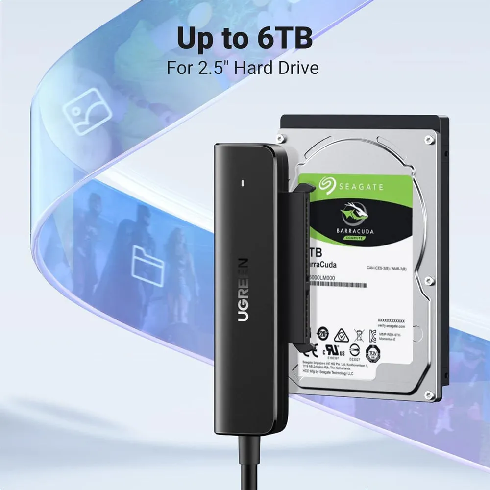 UGREEN SATA III to USB C 3.1 Gen 1 Adapter Cable with 5Gbps Data Transfer Rate for 2.5" SSD & Hard Disk Drive to PC, Desktop Computer, Laptop, TV, etc. - Supports Windows, macOS, Linux, Chrome OS | 70610