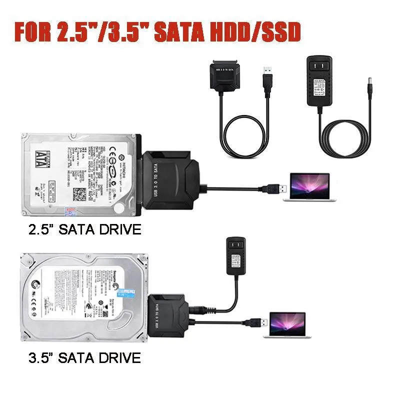 USB 3.0 to SATA Converter Adapter for 2.5"/3.5"SATA HDD/SSD Hard Drive Disks