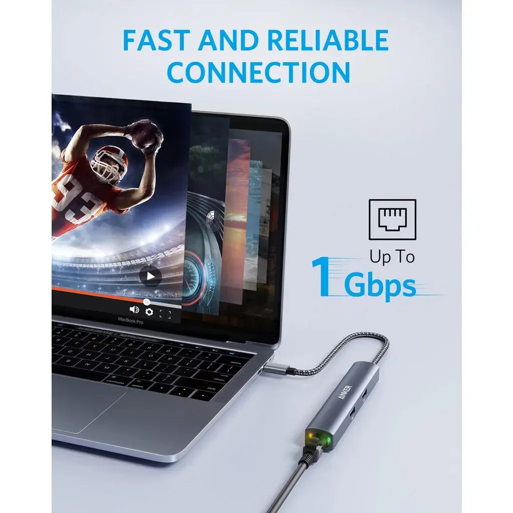 USB C Hub, PowerExpand 6-in-1 USB C PD Ethernet Hub Adapter