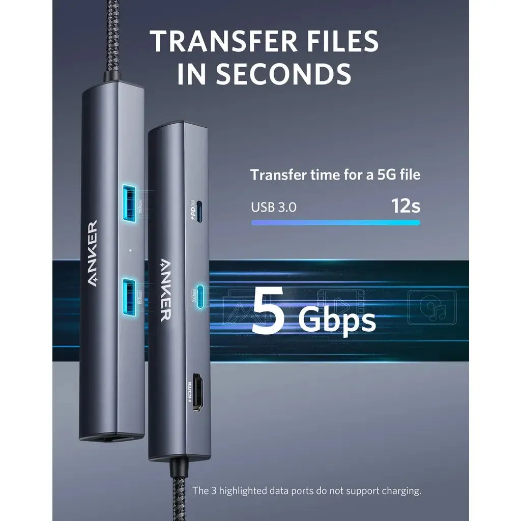 USB C Hub, PowerExpand 6-in-1 USB C PD Ethernet Hub Adapter