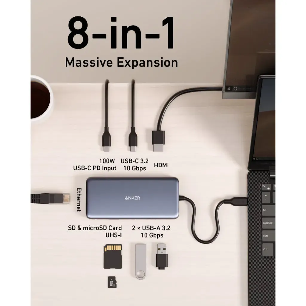 USB C Hub, PowerExpand 8-in-1 USB C Adapter A8383