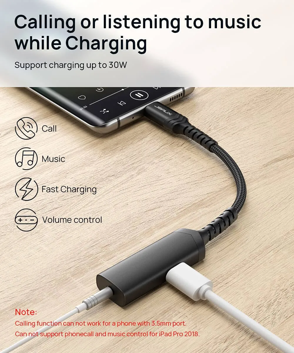USB-C to 3.5mm Audio and Charging Adapter