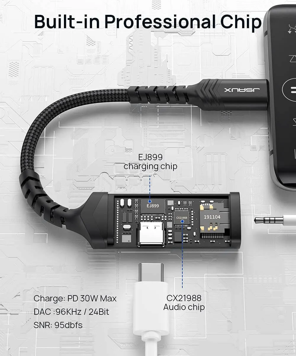 USB-C to 3.5mm Audio and Charging Adapter