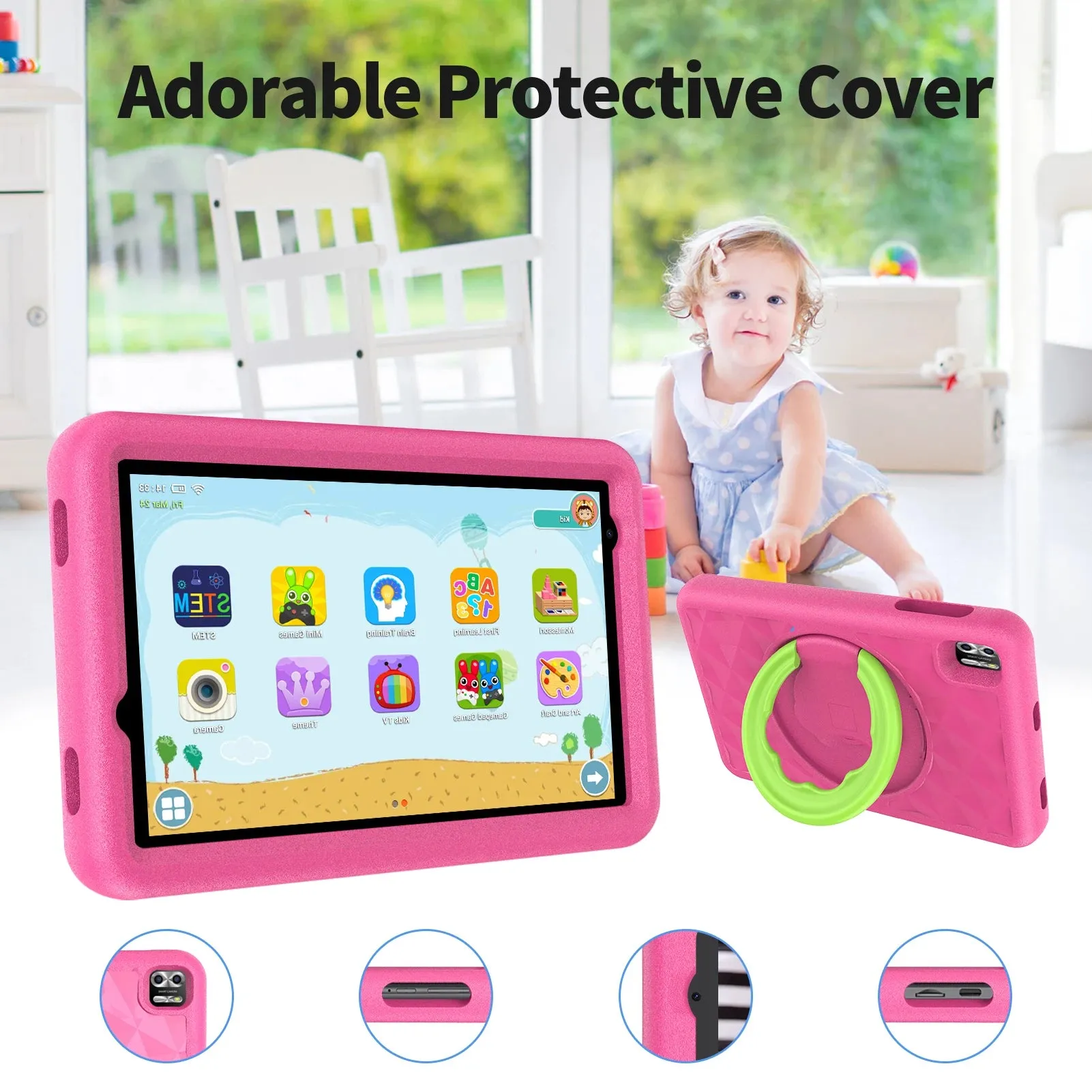 VASOUN Kids Tablet 8 Inch, Android 13 Quad Core, 8Gb(4 4Expand)Ram 64Gb ROM, 5000Mah, Dual Camera, Wifi, Parental Control
