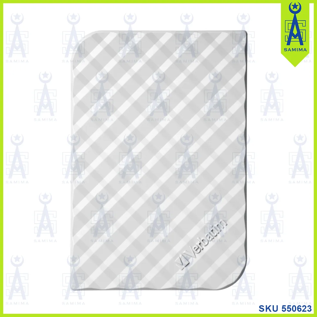 VERBATIM 1 TB WHITE PORTABLE EXTERNAL HARD DRIVE