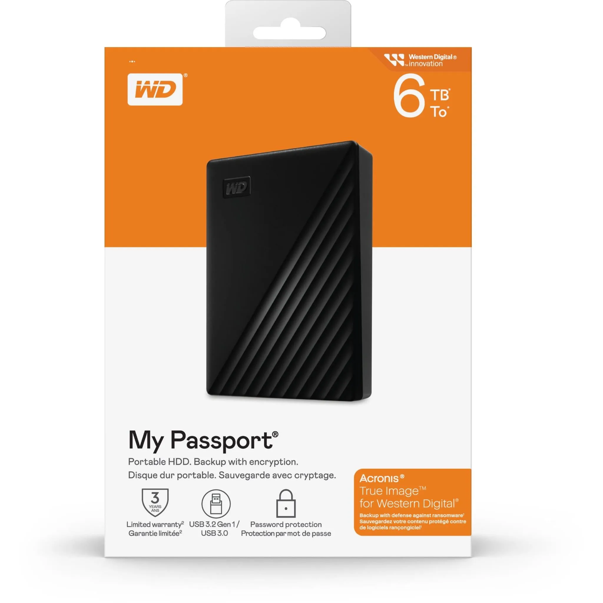 WD My Passport® 6TB Portable HDD Storage (Black)