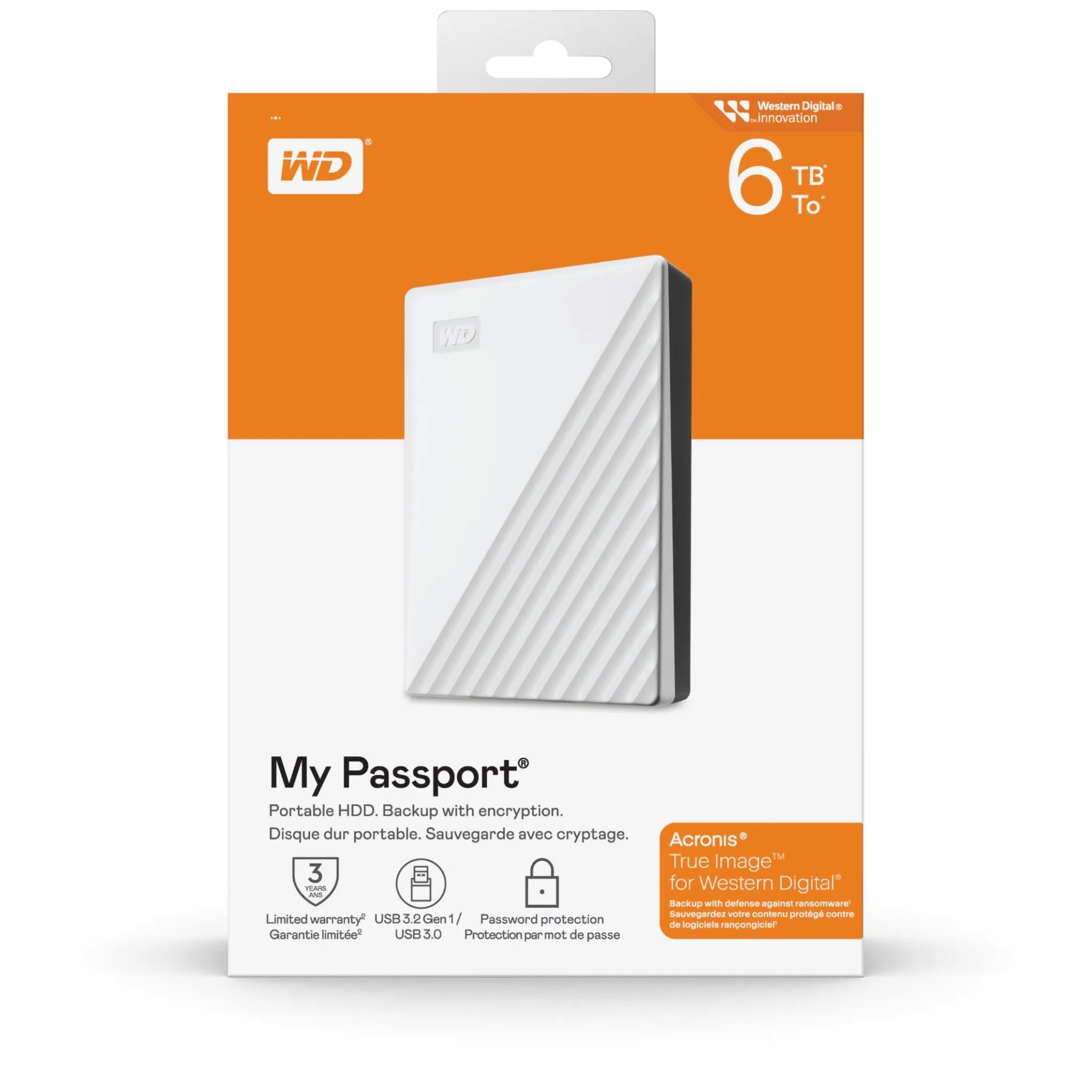 WD My Passport® 6TB Portable HDD Storage (White)