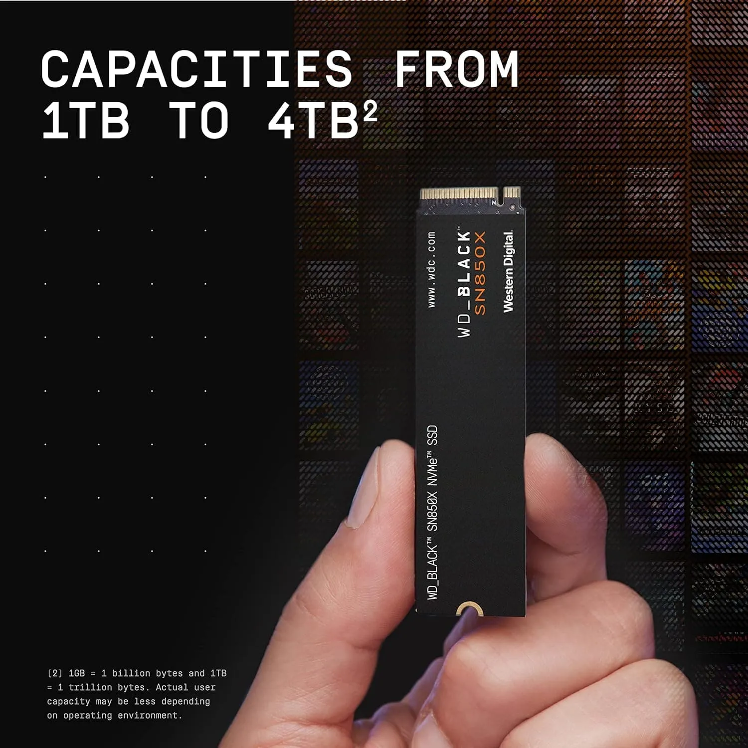 WD_BLACK SN850X 1TB PCIe Gen4 NVMe M.2 Gaming SSD, 7300 MB/s Read, 6300 MB/s Write
