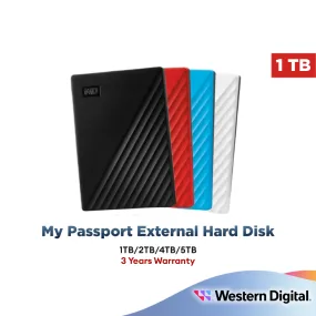 Western Digital My Passport 1TB USB 3.0 External Hard Drives New Design (WDBYVG0010)