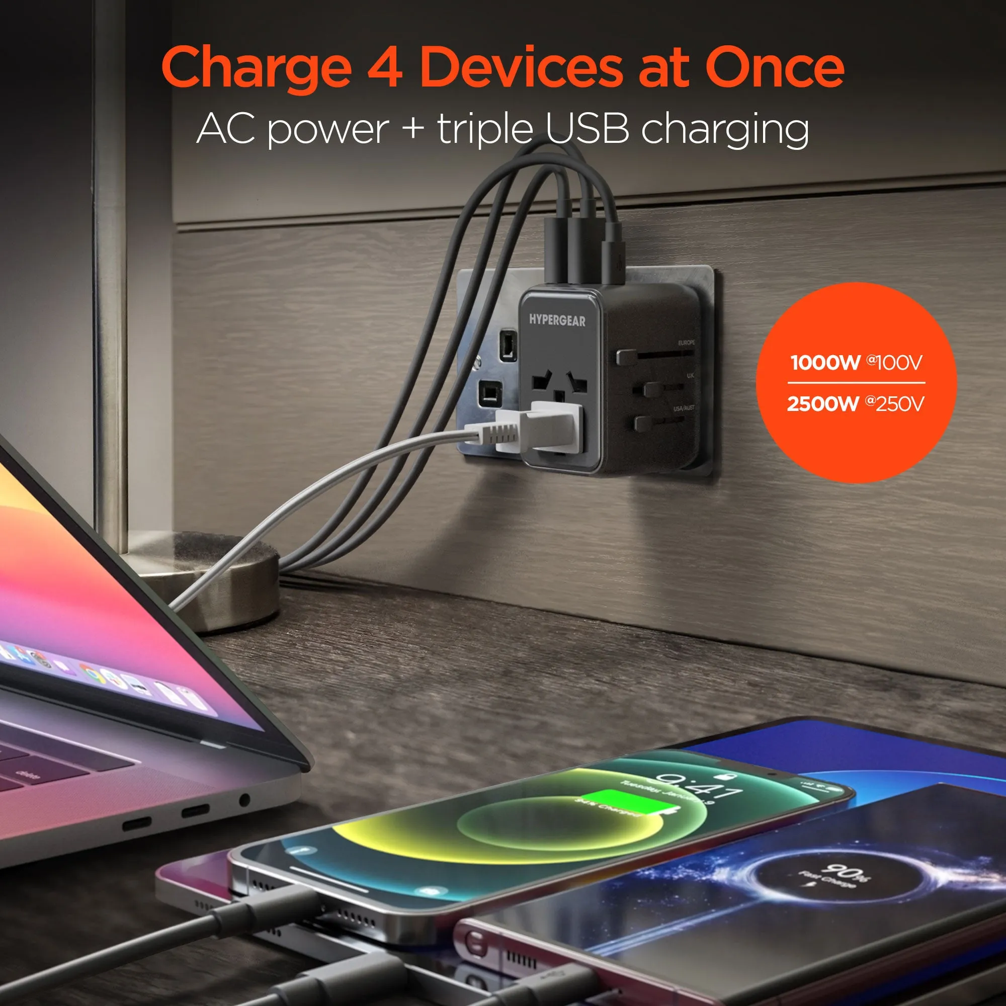 WorldCharge Universal Travel Adapter with USB-C | Black