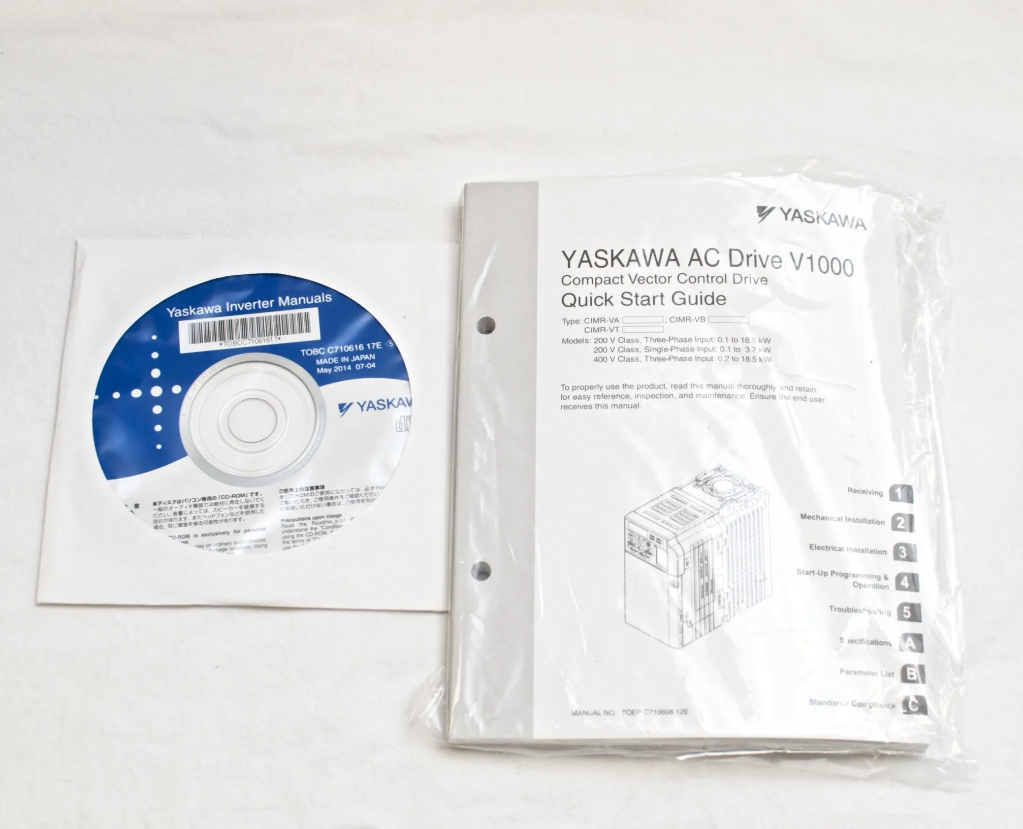 Yaskawa V1000 VFD Inverter Drive 5.5KW (7.37HP), 200V ~ 240V, CIMR-VT2A0030FAA